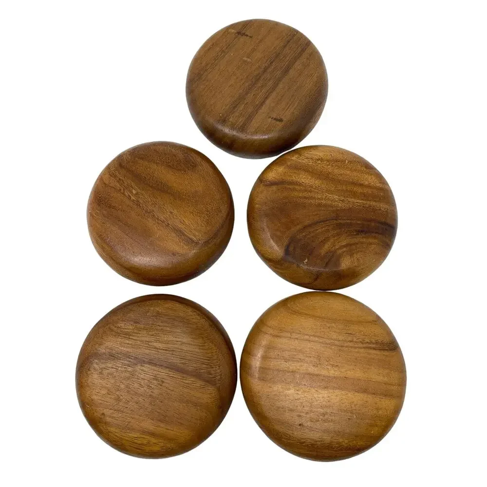 Wood Salad Bowl Set Circa 1960s‎ Lot of 5 6 inch Mid Century Modern